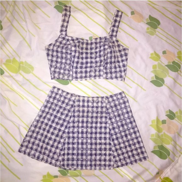 Reformation Dresses & Skirts - Reformation Scott 2 piece gingham mini skirt camisole crop top co ord set dress